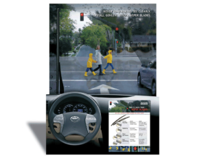 Wipers blades are important to safety, but sometimes customers don’t think about them until they need them. Our goal was to educate customers on when to replace their wiper blades and have them consider purchasing Genuine Toyota wiper blades. LMC created a POP display with a moving lenticular graphic and tear off interest cards. The piece was a stunning visual countertop display with functional appeal.